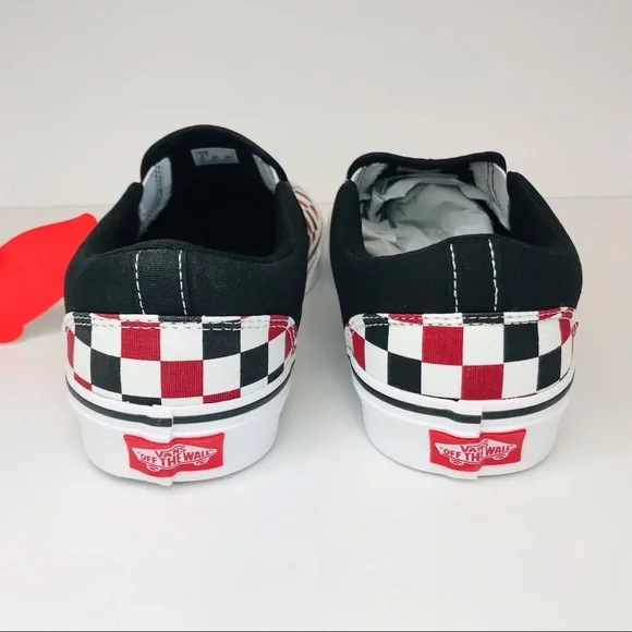New! Vans Asher Men’s Skate Shoes Chili Pepper Black Check Slip On Sneakers - Picture 8 of 13
